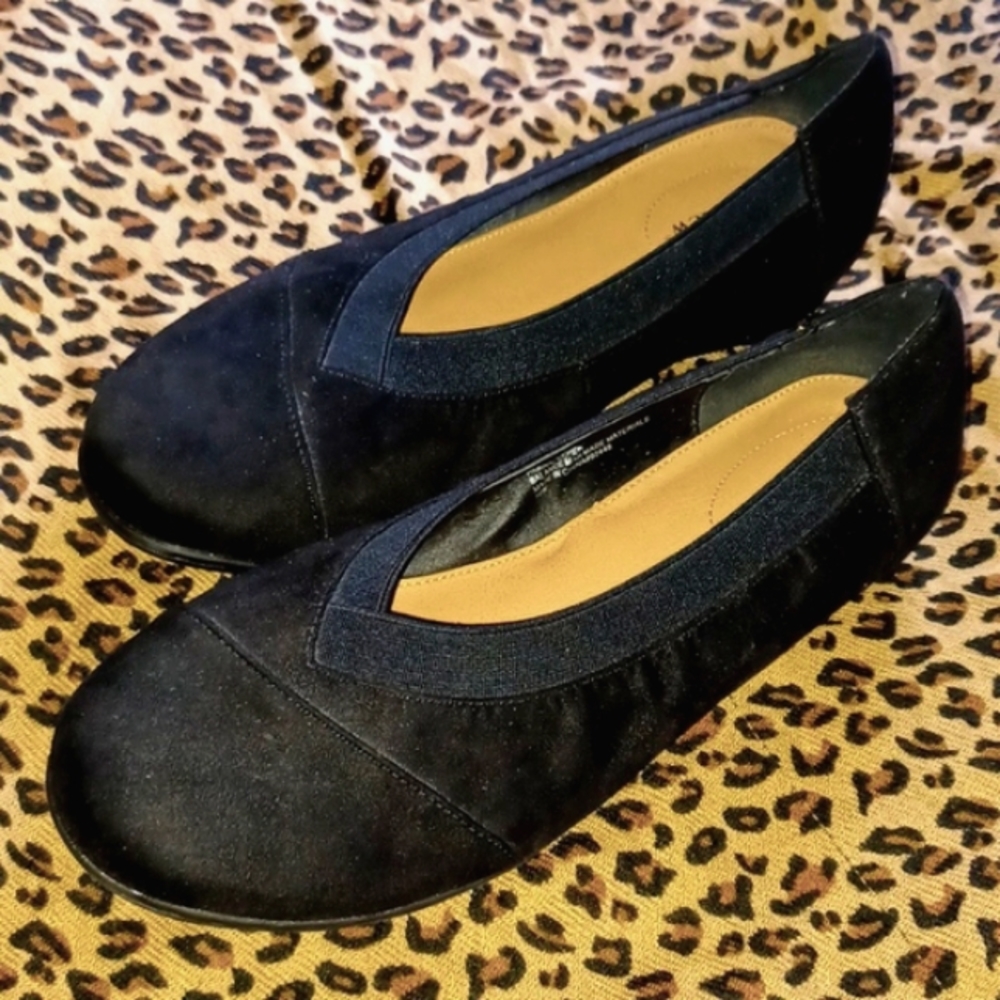 Comfortview Black Mini Wedge Heel Shoes Sz. 10wide EUC - Picture 1 of 4